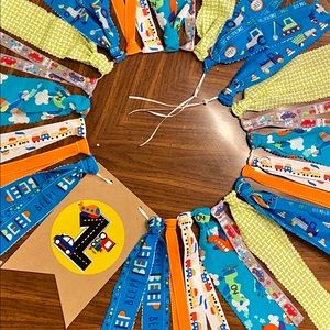 Planes Trains and Cars birthday highchair banner